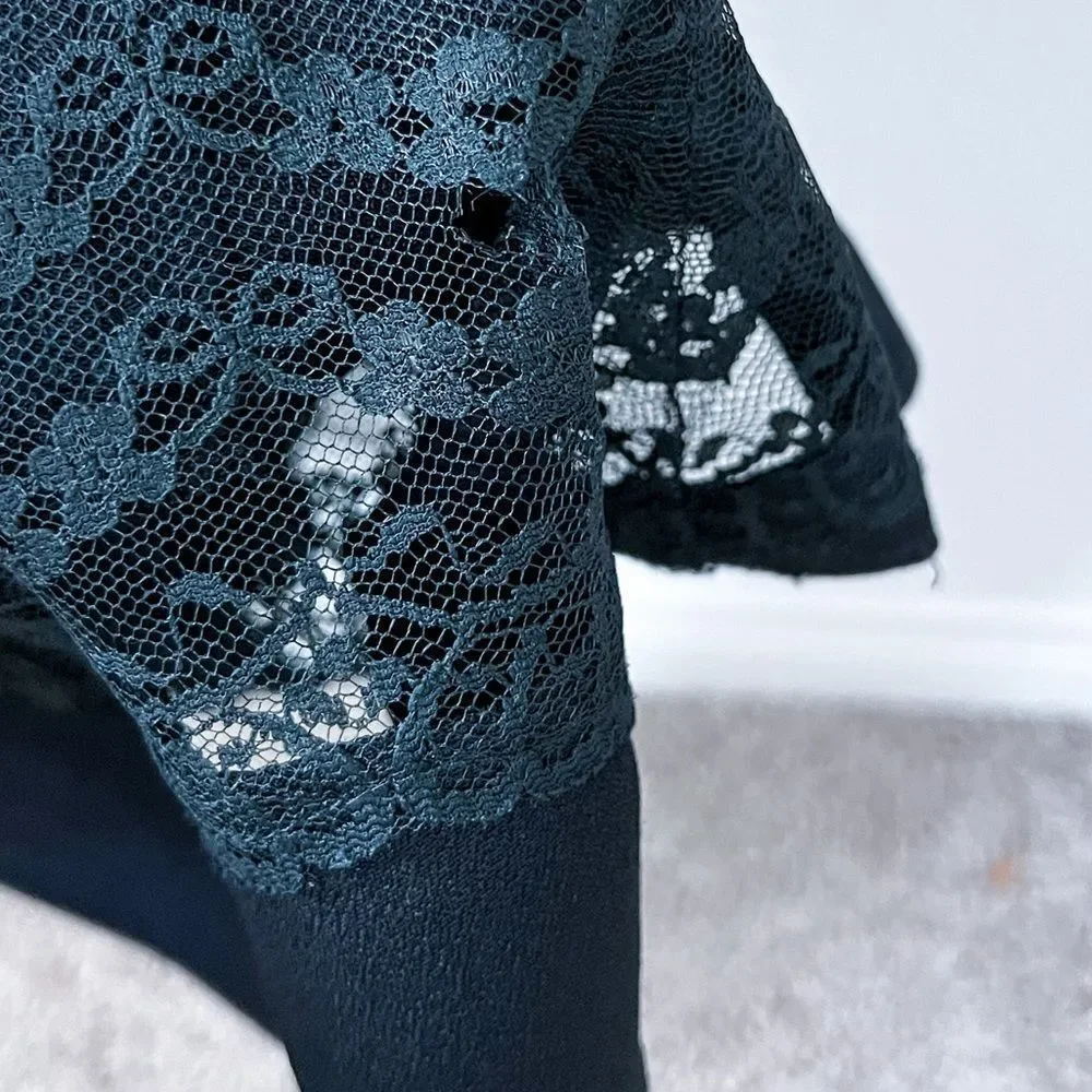 Vintage Jessica McClintock for‎ Gunne Sax Black Evening Cocktail Dress with Lace